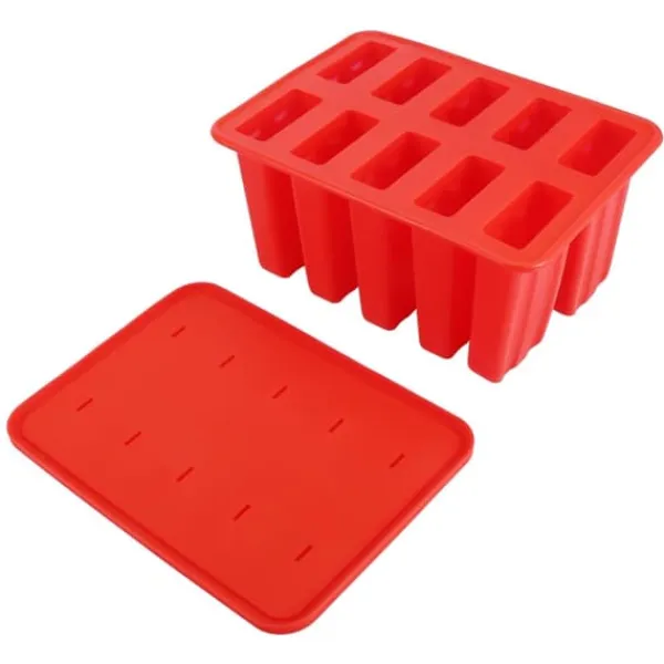 Isforme>10 celler silicagel frossen isform ispindemaskine med 50 pinde (rød)