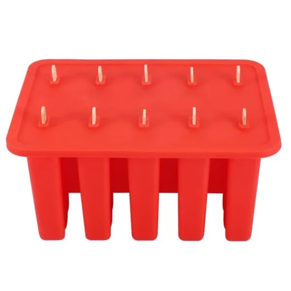 Isforme>10 celler silicagel frossen isform ispindemaskine med 50 pinde (rød)