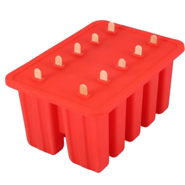 Isforme>10 celler silicagel frossen isform ispindemaskine med 50 pinde (rød)