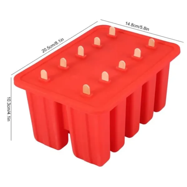 Isforme>10 celler silicagel frossen isform ispindemaskine med 50 pinde (rød)