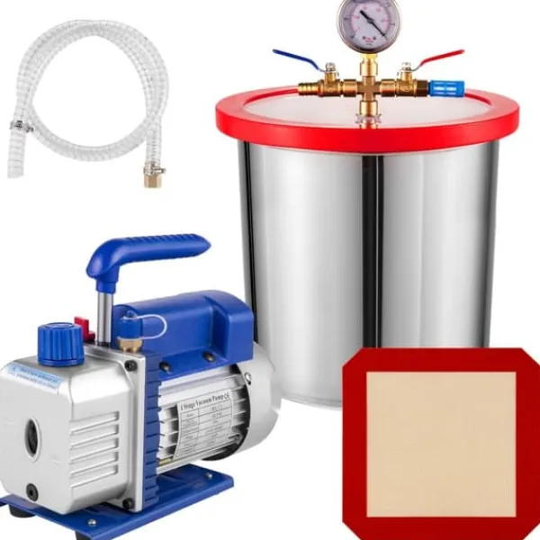 Vakuumpakkere>4 Cfm 1/4 hk klimaanlæg vakuumpumpe med 3 gallons vakuumkammer til effektiv køling og højeffektivt arbejde.