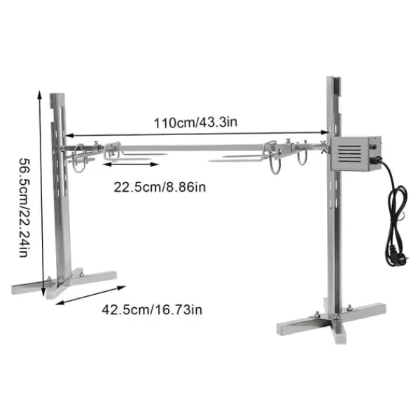 53" elektrisk BBQ-rotisseri-sæt, universal stegestativ, 88 lb (40 kg), automatisk 25 W drejemotor, højdejusterbar, blå Best