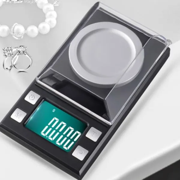 0,001 g højpræcisions bærbar mini LCD digital elektronisk vægt til vægtning af smykker, guldpiller 100 g/0,001 g Clearance