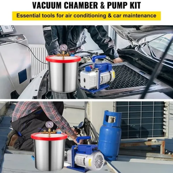 3 Gallon 12L Vakuumkammer Multifunktionspumpe 85L/Min 3CFM Stål Vakuumpumpe til Effektivt Undervakuum Hot