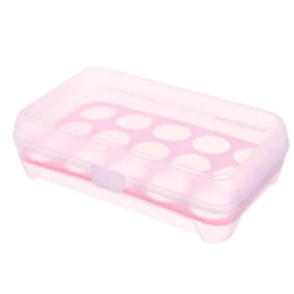 15 Grid Plastik Æggeopbevaringsboks - Pink New