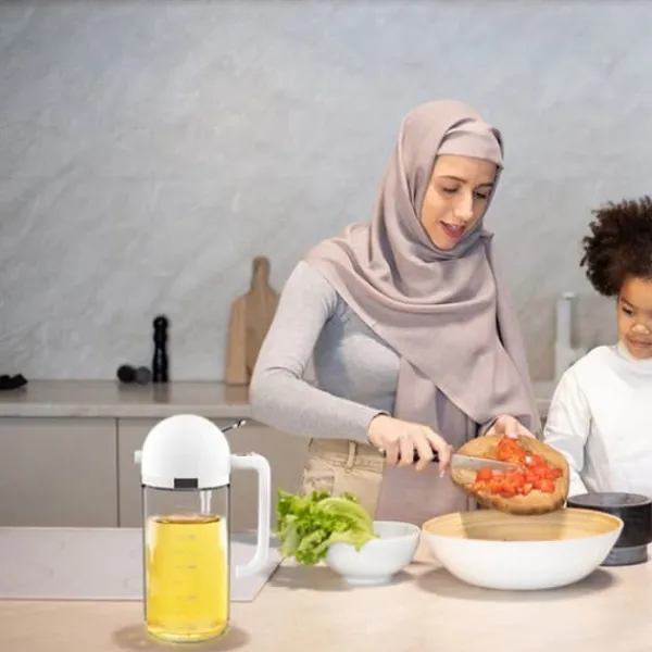 Olie- & Eddikebeholdere>2 i 1 glasoljespruta olivolja dispenser Press typ dispenser för matlagning kök grill
