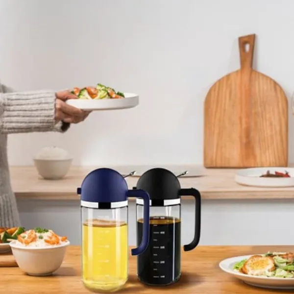 Olie- & Eddikebeholdere>2 i 1 glasoljespruta olivolja dispenser Press typ dispenser för matlagning kök grill
