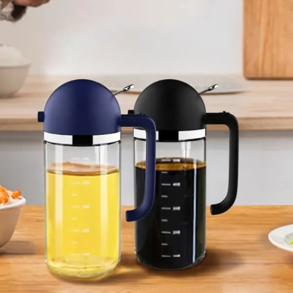 Olie- & Eddikebeholdere>2 i 1 glasoljespruta olivolja dispenser Press typ dispenser för matlagning kök grill