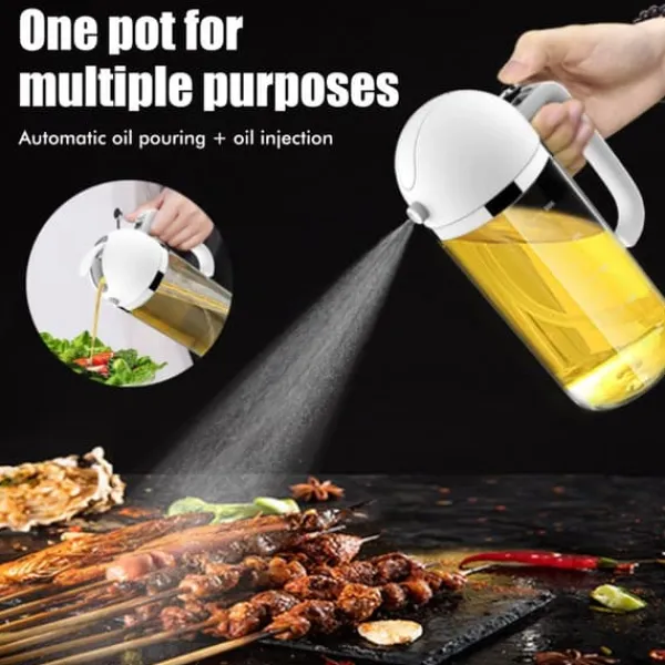 Olie- & Eddikebeholdere>2 i 1 glasoljespruta olivolja dispenser Press typ dispenser för matlagning kök grill