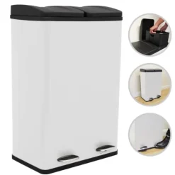 Skraldespande & Papirkurve>60 L Dubbla Soptunnor med pedaler | Vit