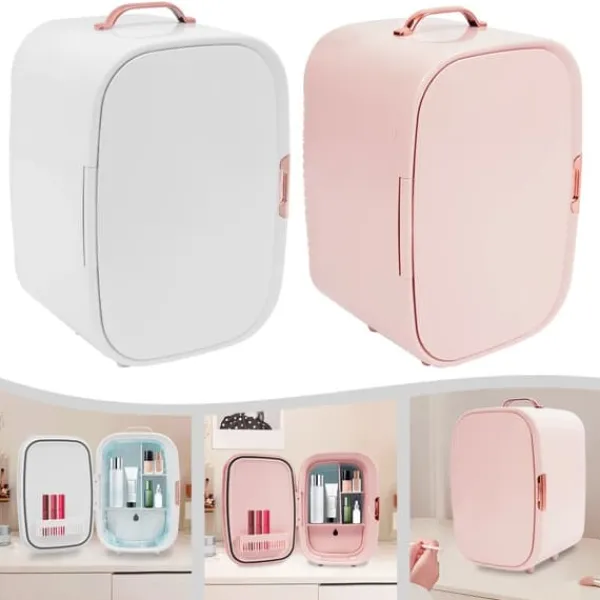 Køleskabe>12 L mini makeup-køleskab, kosmetik-køler med køle- og varmefunktion, til hjem og bil, elfenbensfarvet