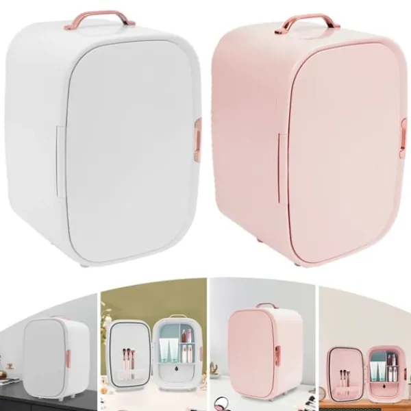 Køleskabe>12 L mini makeup-køleskab, kosmetik-køler med køle- og varmefunktion, til hjem og bil, elfenbensfarvet