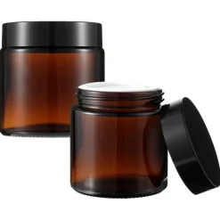 Honningkrukker>120 ml brun glaskrukke 58/R3 + låg 4 farver at vælge imellem!
