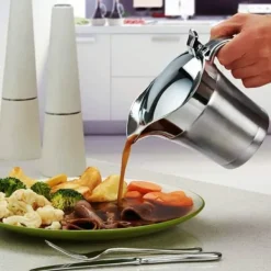 Saucekander>750 ml rustfrit stål sauceskål med låg, dobbeltvægget isoleret sauceskål med låg