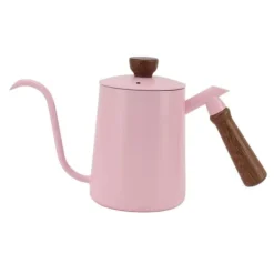 Elkedel>600 ml svanehals kaffekedel 304 rustfrit stål lang tud kedel træhåndtag hæld over kaffe tekande Pink