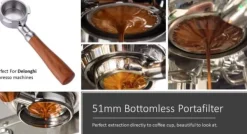51 mm bundløs portafilter til DeLonghi EC680 og EC685 espressomaskiner, rustfrit stål, bar portafilter med dobbelt espressofilterkurv, bundløs portaf | CDON Sale