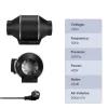 150 mm Inline Ventilator, 600 m³/t Luftvolumen, 40W Effekt, IP44 Vandtæt,220V EU stik Clearance
