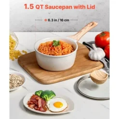 Gryder, Stegepander Og Kasseroller>1,5 QT Gryde, Non-stick, Hærdet Glaslåg, Multifunktionel, Aftageligt Håndtag, Induktionskompatibel, Hvid