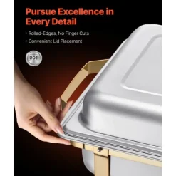 8 Qt 4-pak Rektangulært Gnidefad, Buffetsæt, Fuld og Halv Størrelse Pander, Holdbar, Praktisk Til Catering og Fester Outlet