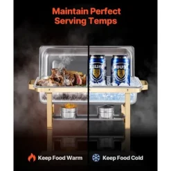 8 Qt 4-pak Rektangulært Gnidefad, Buffetsæt, Fuld og Halv Størrelse Pander, Holdbar, Praktisk Til Catering og Fester Outlet