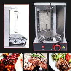 Grill-Ovne & Ovn Med Roterende Stegespyd>360° Rotationsgrillmaskine, Justerbar temperatur op til 572°F, 2000W varmeeffekt, rustfrit stål konstruktion