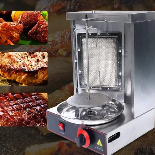 Grill-Ovne & Ovn Med Roterende Stegespyd>360° Rotationsgrillmaskine, Justerbar temperatur op til 572°F, 2000W varmeeffekt, rustfrit stål konstruktion