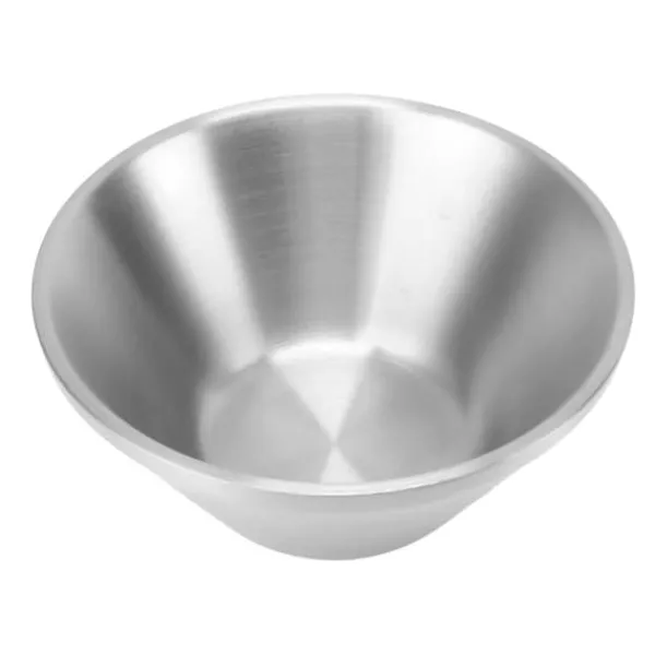 Tallerkener & Bordservicer>304 rustfrit stål salatskål dobbeltlags metal rund skål Stilfuld salatblandingsskåle til snacks Risnudler Is Sølv 15 cm / 5.9in