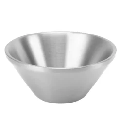 Tallerkener & Bordservicer>304 rustfrit stål salatskål dobbeltlags metal rund skål Stilfuld salatblandingsskåle til snacks Risnudler Is Sølv 15 cm / 5.9in