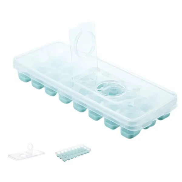 Isforme>24 rutnät iskubbricka med lock täckta iskubbrickor Inget spill Ice Cube Box Silikon Ice Cube Maker bricka