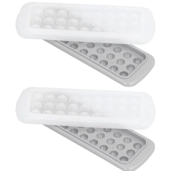 2 stk. 27 gitre 2 lags iskugleform DIY Rund isterningemaskinebakke med låg til køkkenbar Outlet