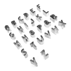 26 stk Alphabet Cookie Cutters Kapital rustfrit stål æske pakket brev kiks udskærere til DIY kage chokolade bagning