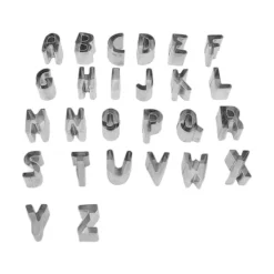 26 stk Alphabet Cookie Cutters Kapital rustfrit stål æske pakket brev kiks udskærere til DIY kage chokolade bagning