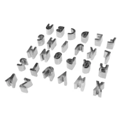 26 stk Alphabet Cookie Cutters Kapital rustfrit stål æske pakket brev kiks udskærere til DIY kage chokolade bagning