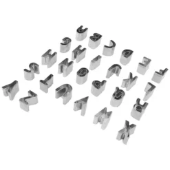 26 stk Alphabet Cookie Cutters Kapital rustfrit stål æske pakket brev kiks udskærere til DIY kage chokolade bagning