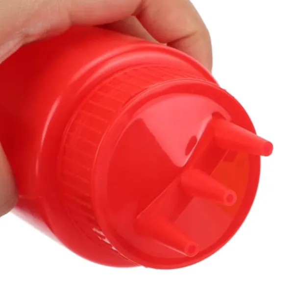 Saucekander>3 stk. 3-huls klemmeflaske med låg til salatdressing, saucer, ketchup