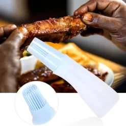 2 stk. husholdningsgrill silikone olieflaske med børste køkken bagning grillværktøj blå Online
