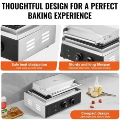 6 STK Kommerciel Vaffelstængemaskine, Hotdog Vaffeljern 1500W, Nem brug, Hurtig opvarmning, Perfekte vafler hver gang. Outlet
