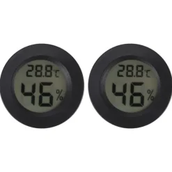 2 stk. mini digitalt LCD termometer hygrometer rund form temperatur fugtighedsmåler til krybdyrboks