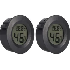 2 stk. mini digitalt LCD termometer hygrometer rund form temperatur fugtighedsmåler til krybdyrboks