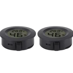 2 stk. mini digitalt LCD termometer hygrometer rund form temperatur fugtighedsmåler til krybdyrboks