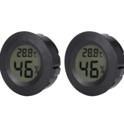 2 stk. mini digitalt LCD termometer hygrometer rund form temperatur fugtighedsmåler til krybdyrboks