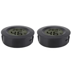 2 stk. mini digitalt LCD termometer hygrometer rund form temperatur fugtighedsmåler til krybdyrboks