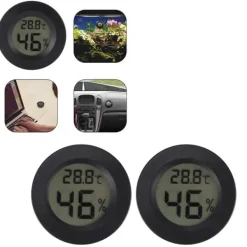 2 stk. mini digitalt LCD termometer hygrometer rund form temperatur fugtighedsmåler til krybdyrboks