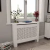 2 stk. radiatorskjulere med hylde i MDF - Stilfuld lameldesign | Størrelse: 112x19x81,5 cm | Farve: Hvid New