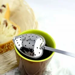4 stk. rustfrit stål hjerteformet teinfuser med langt skaftfilter til løs te Outlet