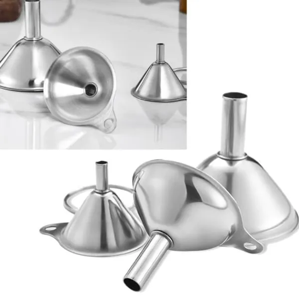 Tragte>3 stk Rustfrit stål minitragte Rustfrit stål køkkentragtsæt til påfyldning af små flasker Miniatureflasker