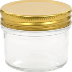 96 stk. Syltetøjsglas med guldfarvet låg - 110 ml | Farve: Gennemsigtigt | Størrelse: 110 ml Clearance