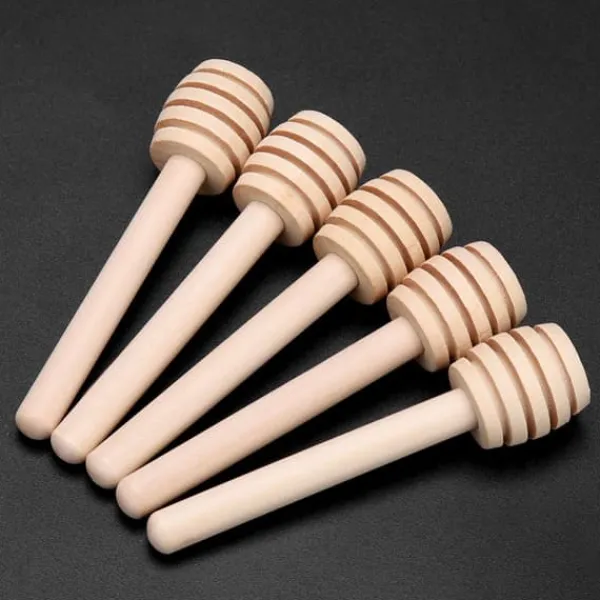 Stegepipetter>24 stk. træ honning drypper pind server syltetøj sirup drypper omrører stang køkkengadgets (8 cm)