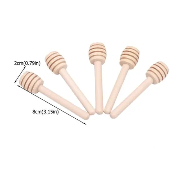Stegepipetter>24 stk. træ honning drypper pind server syltetøj sirup drypper omrører stang køkkengadgets (8 cm)