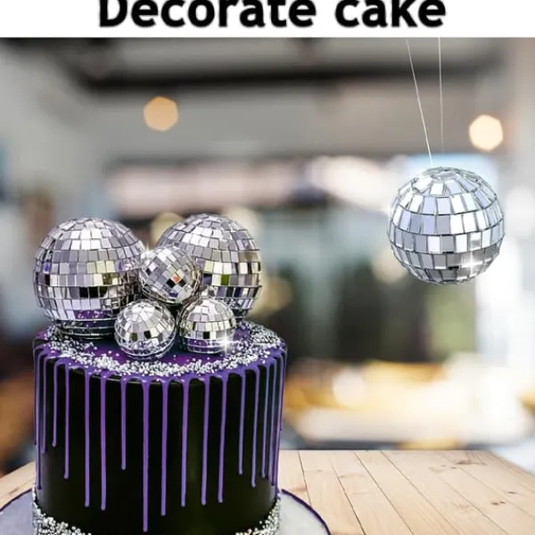Udstyr Til Kagedekoration>12 stykker disko kage dekorationer 3cm, tema fest tilbehør, små disco kugler til kagedekorationer, desserter, julefrokost dekorationer (sølv)